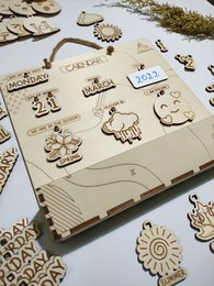 Calendario perpetuo de madera, rastreador de tiempo y clima, regalo Montessori para niños