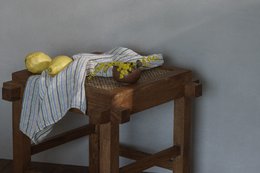 Ręcznik kuchenny (ręcznik do naczyń) / Liliowe paski, 100% len