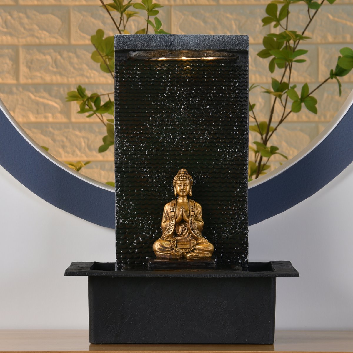Zimmerbrunnen – Zenitude – Buddha-Statue LED-Beleuchtung – Zen- und Entspannungsatmosphäre – Deko-Idee