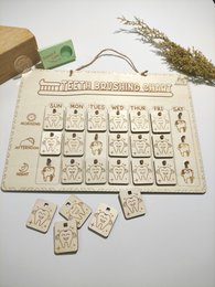 Houten tanden poetsbeurt, houten tandenborstel tracker, wekelijkse routine checklist