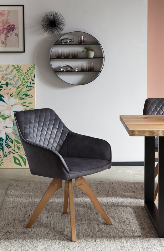 Armchair vintage velvet velor, black