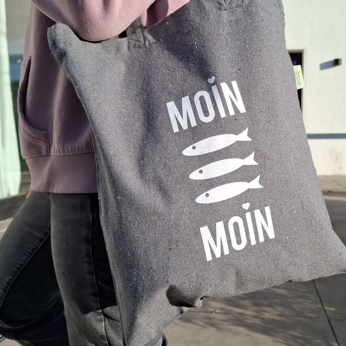 Bomuldstaske "Moin Moin Fish" lavet af genbrugsbomuld