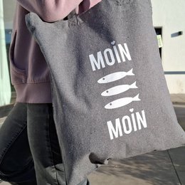 Bomuldstaske "Moin Moin Fish" lavet af genbrugsbomuld
