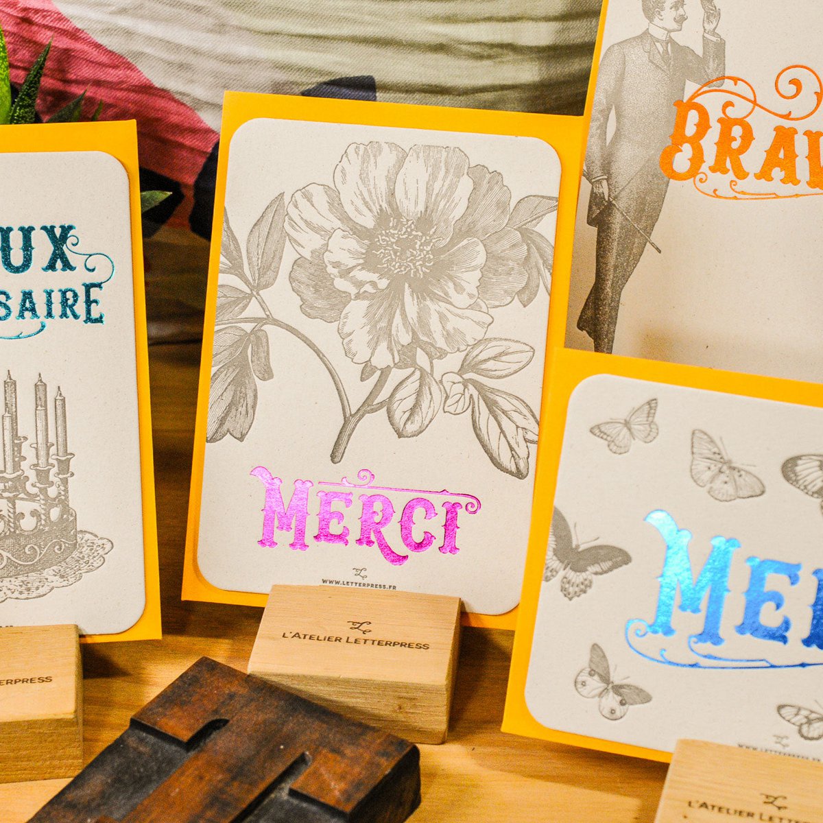 Kartka typograficzna Bravo Gentleman, pomarańczowa (z kopertą)