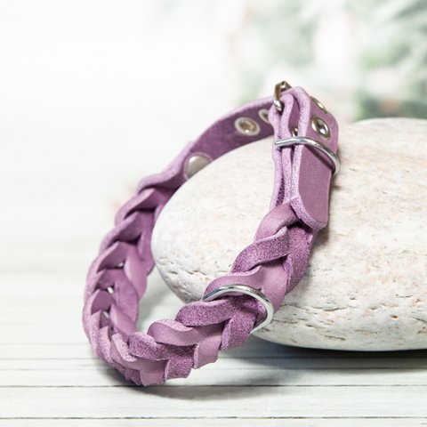 Leather collar | Lavender | 4 sizes | Handcrafted