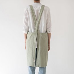 Sage Linen Japanese Crossback Forklæde