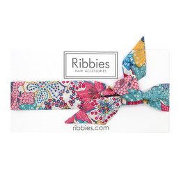Bandeau Noeud - Liberty - Mauvey Turquoise Rose Et Jaune