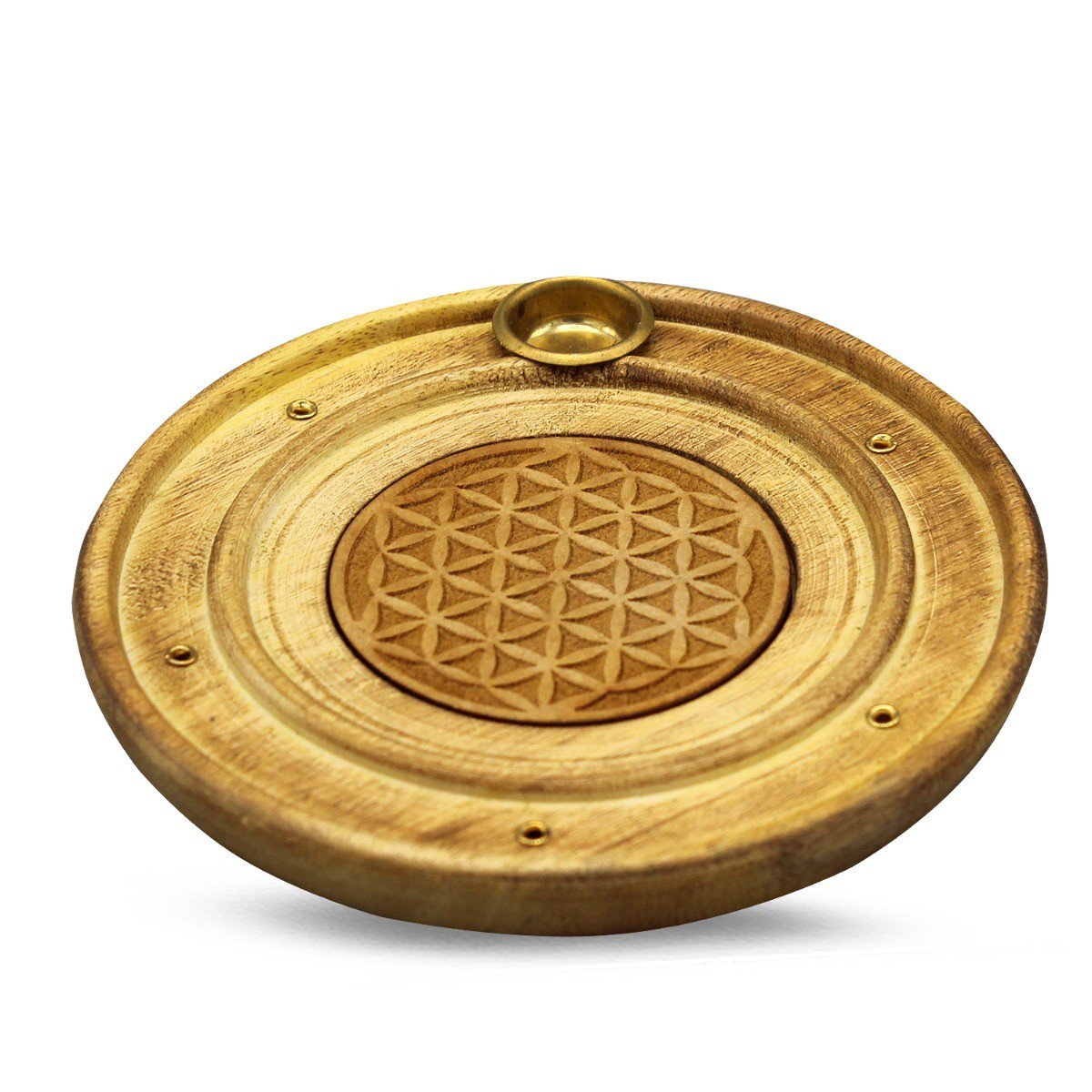 Træ Røgelsebrænder Flower of Life 10 cm