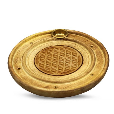 Wooden Incense Burner Flower of Life 10 cm