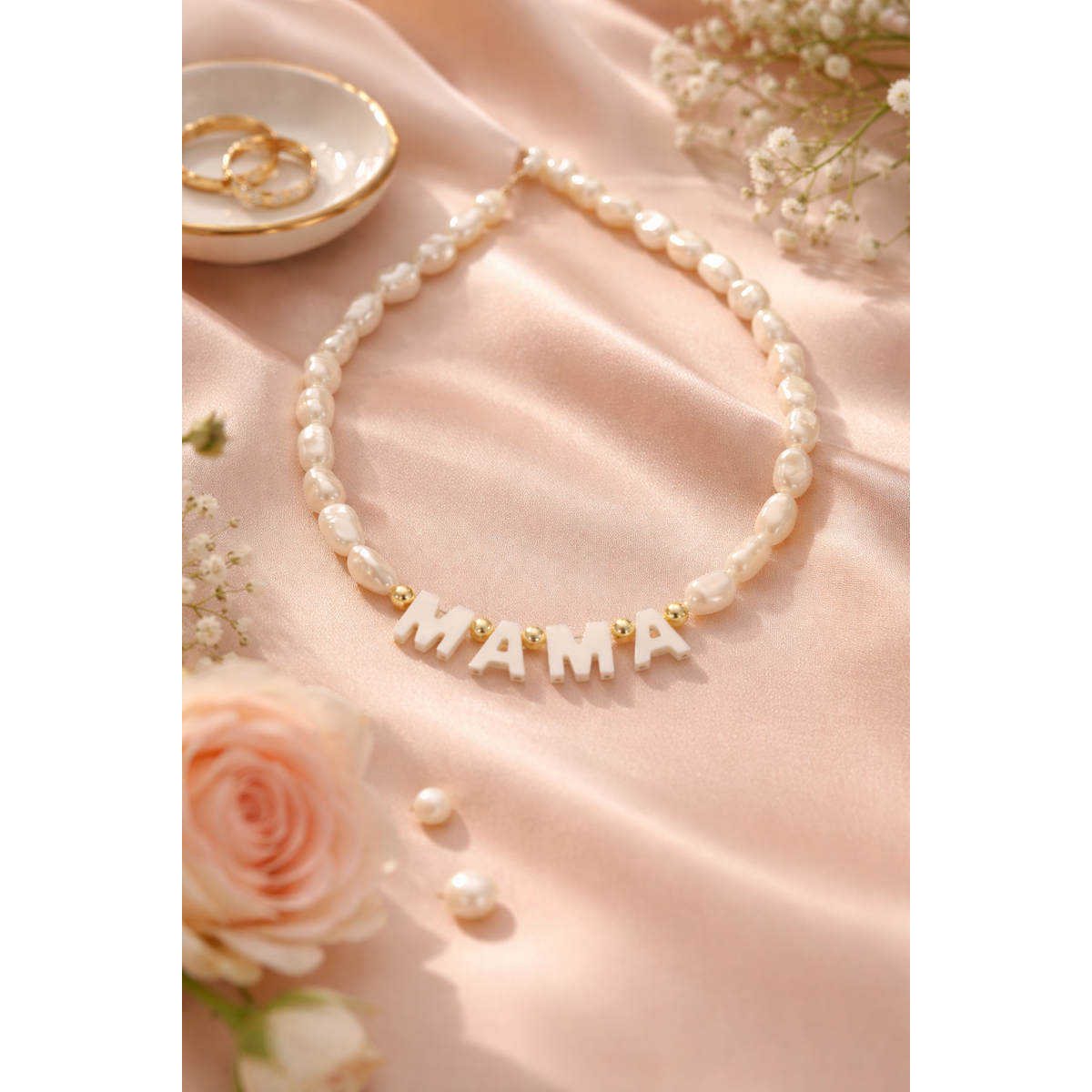 Mamma Icon – Anpassbare goldene Barockperlenkette