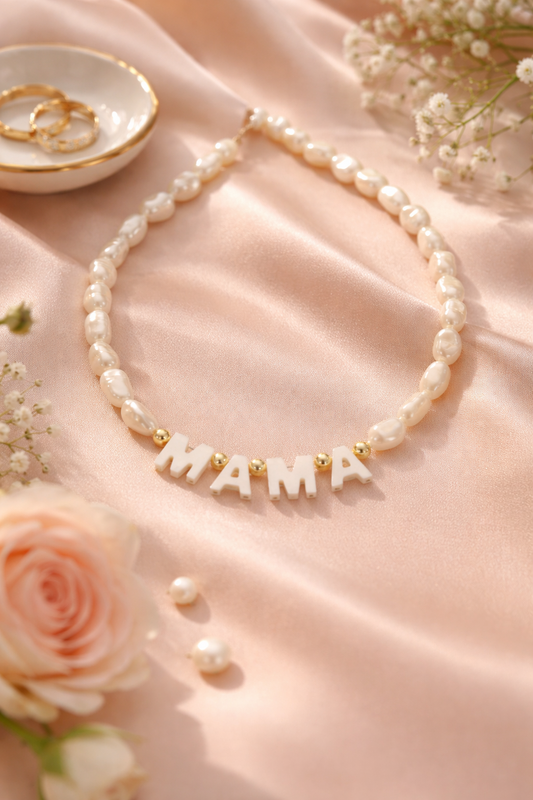 Mamma Icon – Anpassbare goldene Barockperlenkette