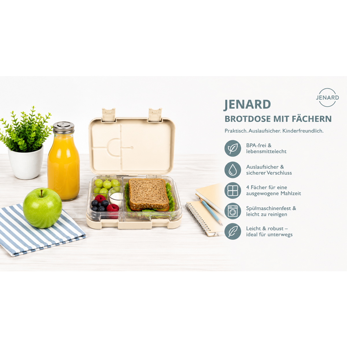 Children's Lunch Box Forest Animals Cream – Bento Box | JENARD®