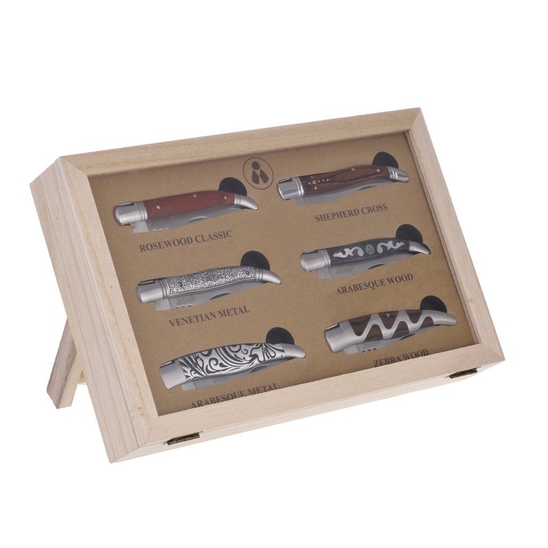 Æske med 6 LAGUIOLE HERITAGE foldeknive