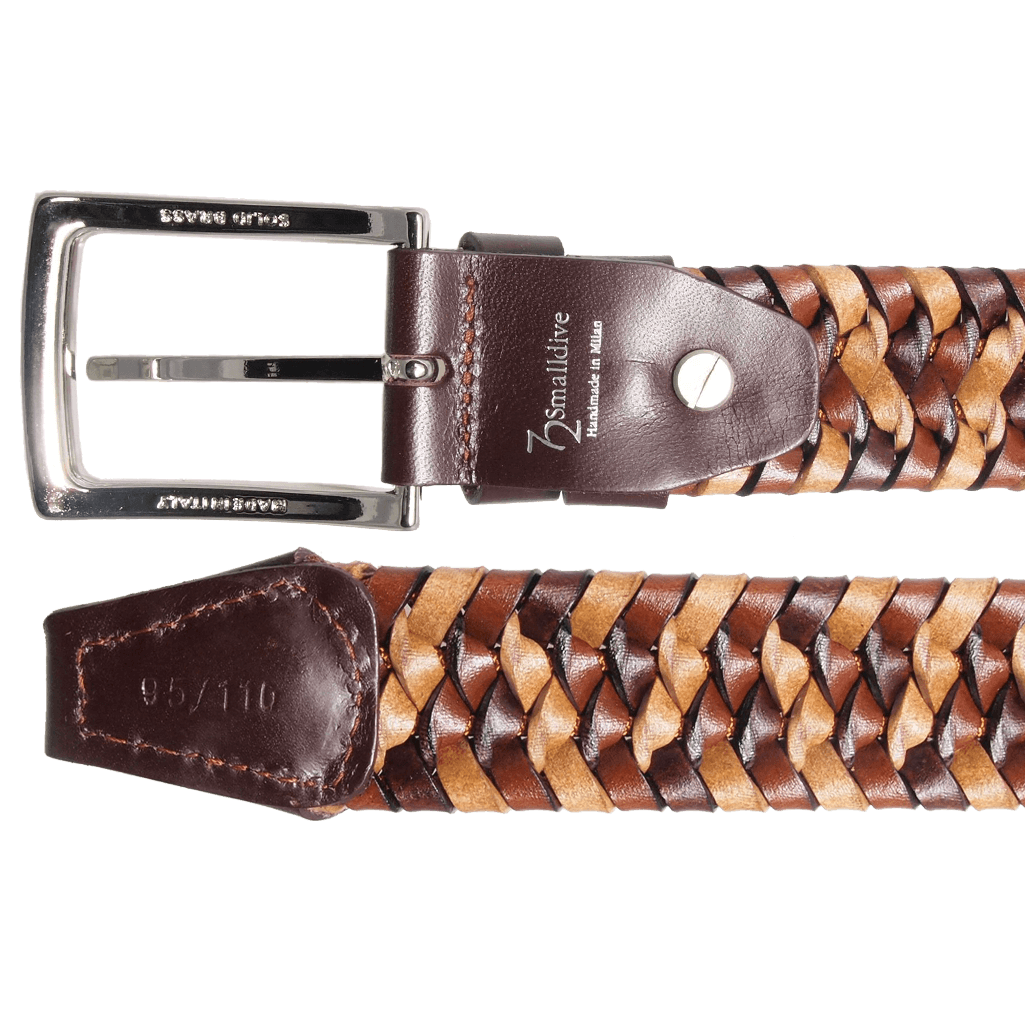 34 mm Tri-Color Elastic Weave Bælte Brun