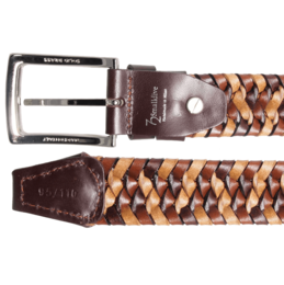 34 mm Tri-Color Elastic Weave Bælte Brun