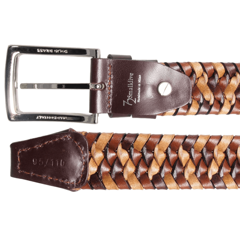 34 mm Tri-Color Elastic Weave Bælte Brun