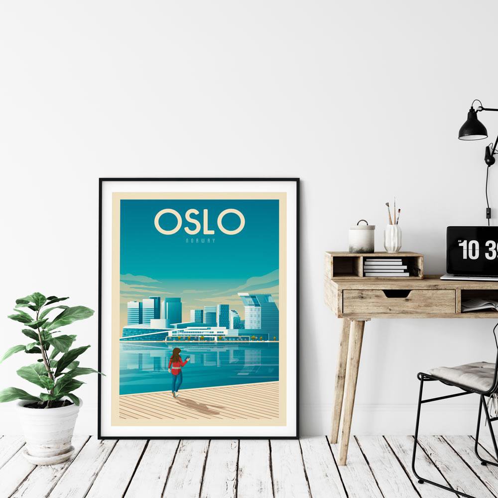 Manifesto di Oslo d'epoca | Poster Città Oslo Norvegia