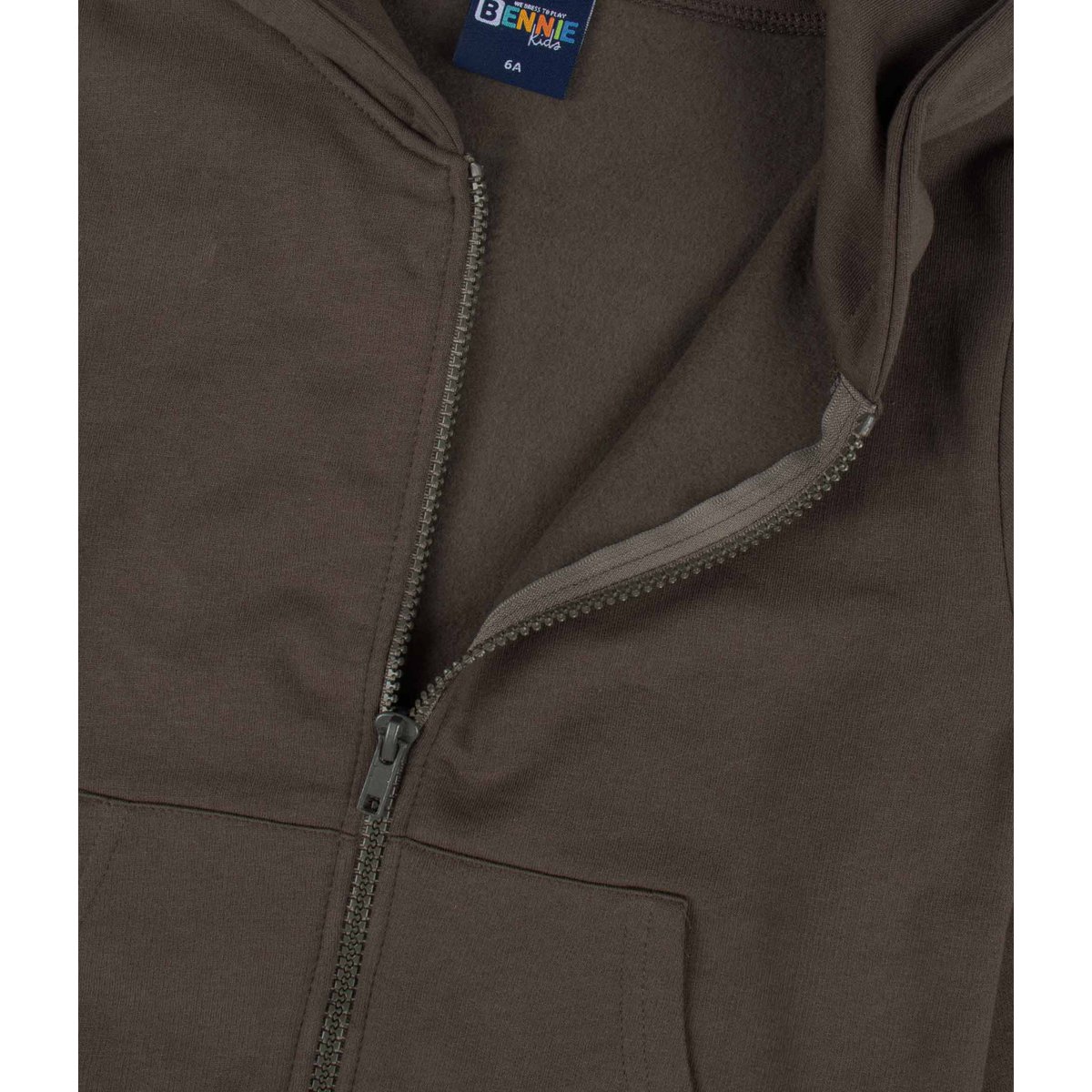 Basic, børstet fleece-jakke med lynlås