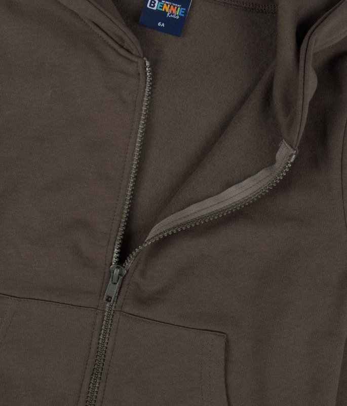Basic, børstet fleece-jakke med lynlås