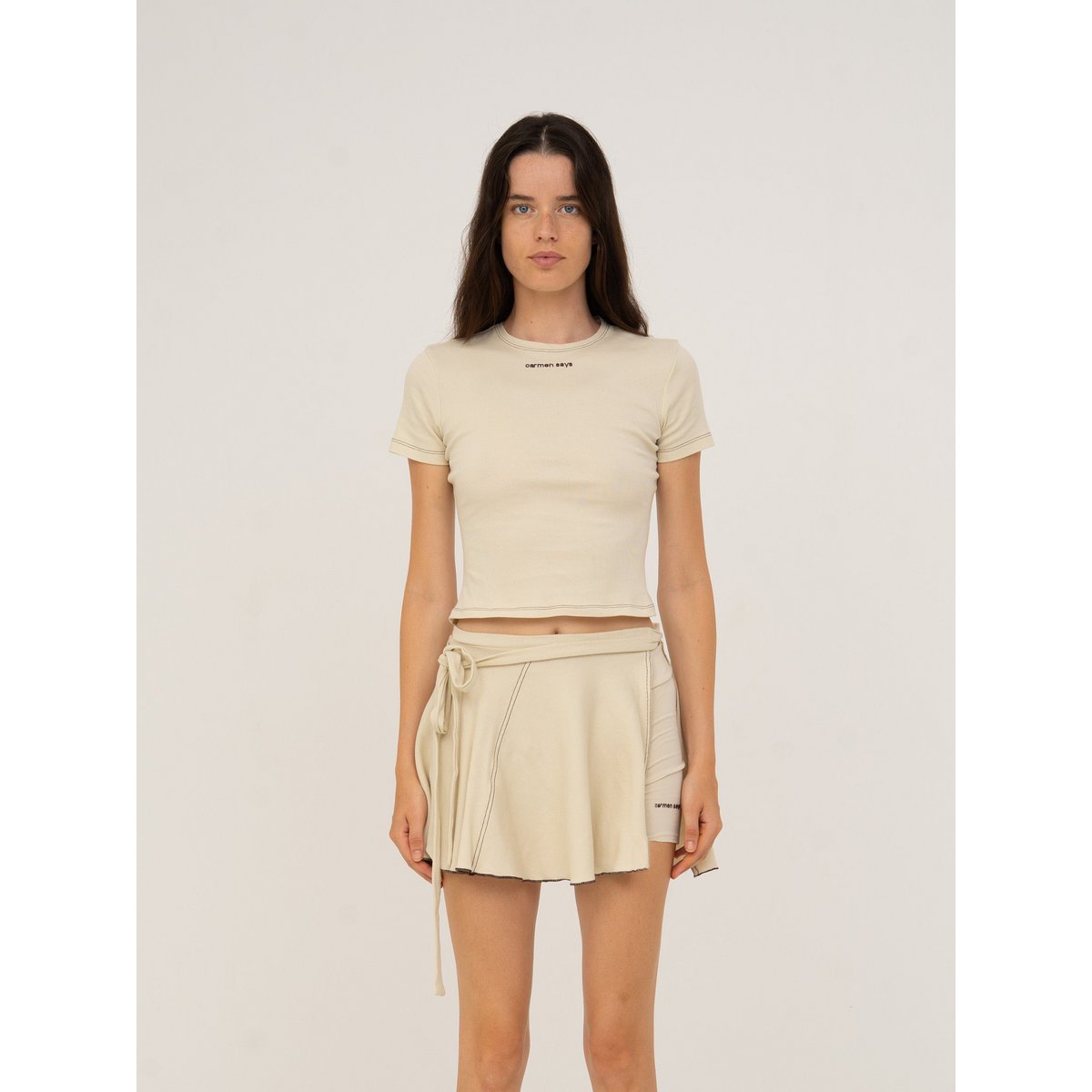 Volley Cream Crop Top