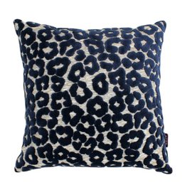  Navy blue decorative cushion with a leopard print pattern.
