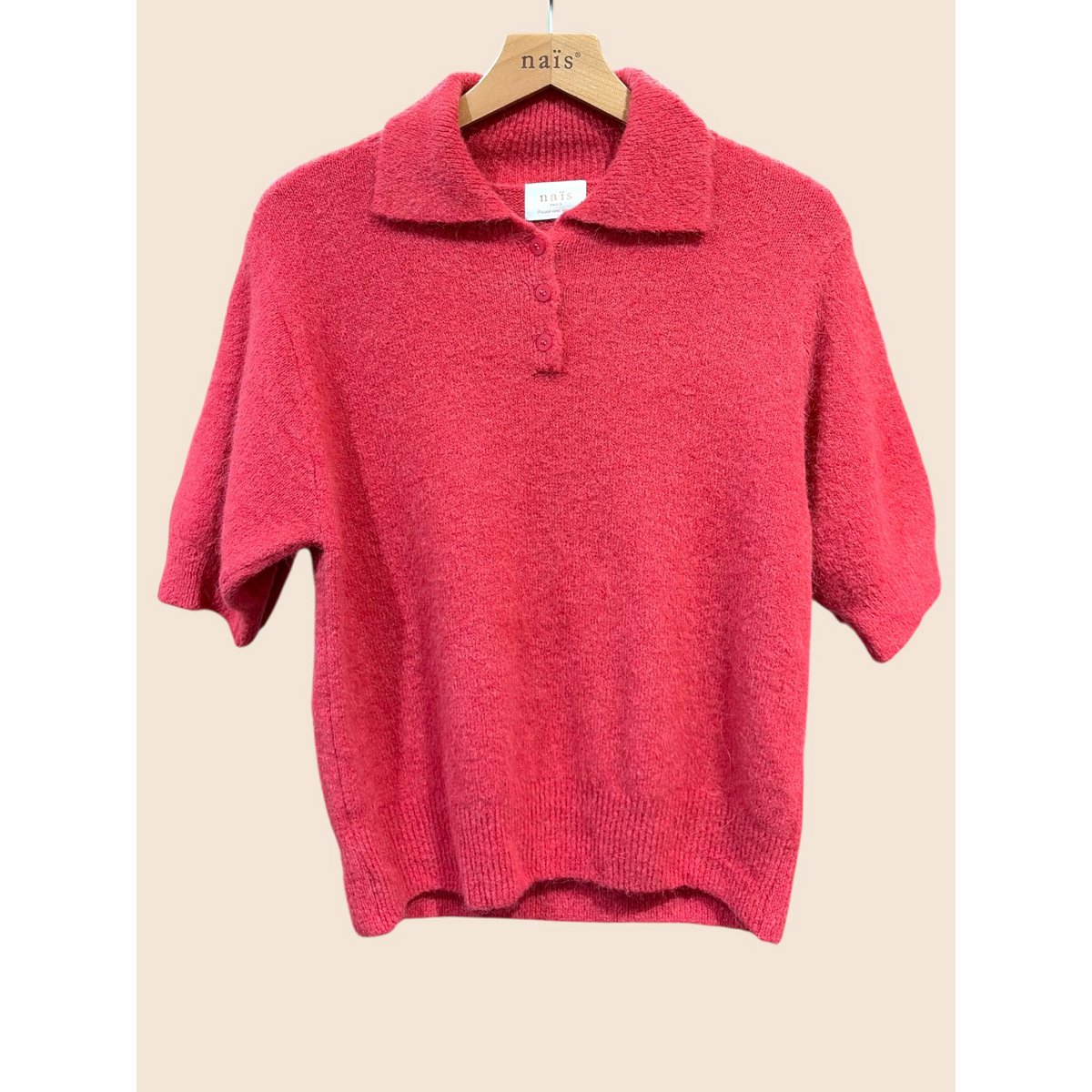 Pull col polo manches courtes en alpaga