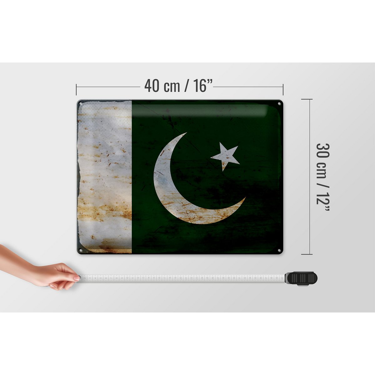 Tin Sign Flag Pakistan 40x30cm Flag of Pakistan Rust