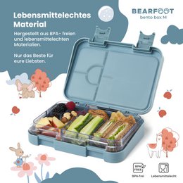 Børnemadkasse med rum, madkasse, bentoboks - abeblå