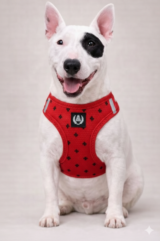 Alpha Dog Åndbar Air Mesh Harness Collection Red Positive- 5-Pc sæt