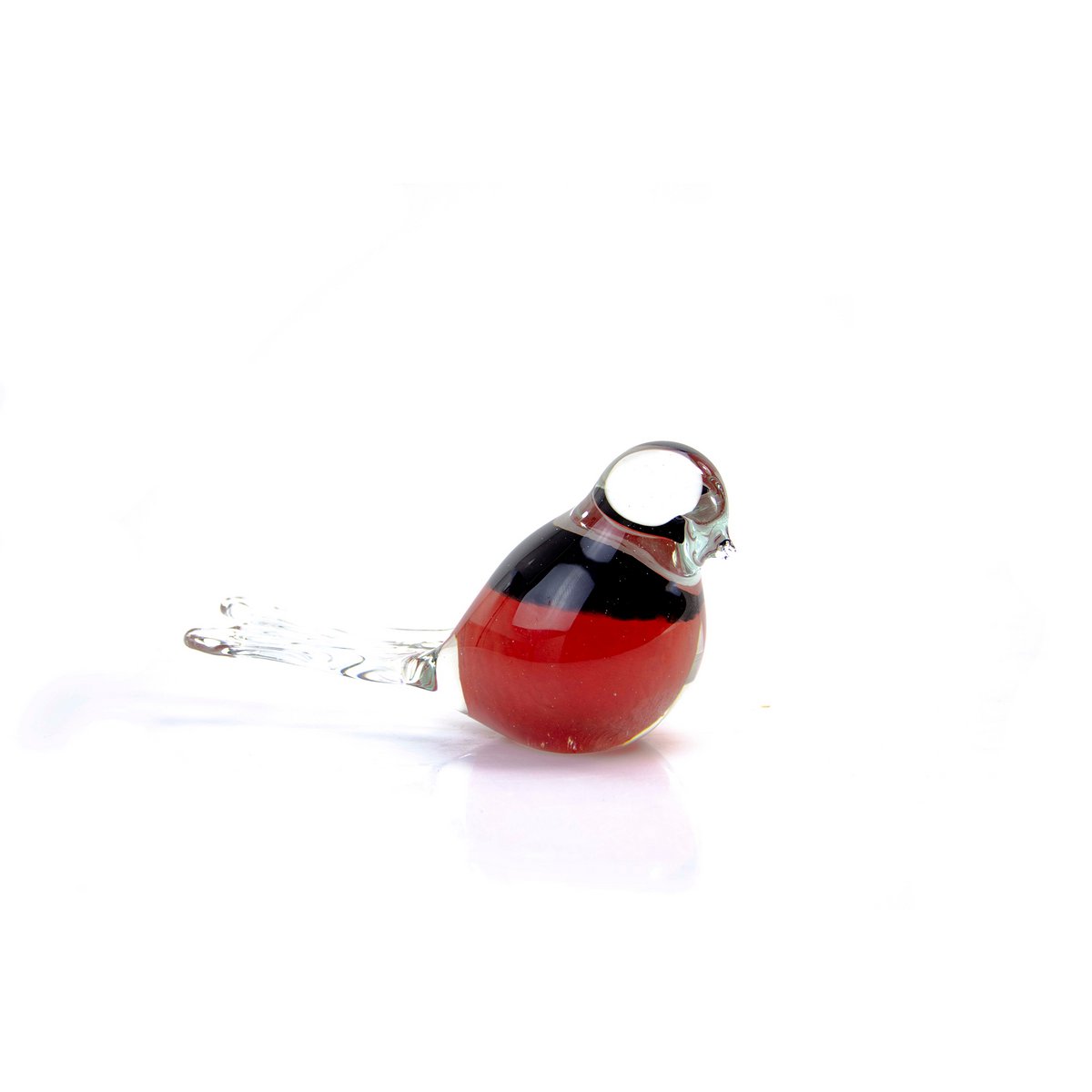 Rood Zwarte Vogel van Glas - ø 14 cm - Handgemaakt