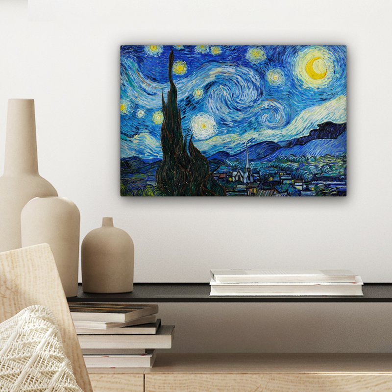 Canvas Maleri - Wall Decoration - De Sterrennacht - Vincent Van Gogh
