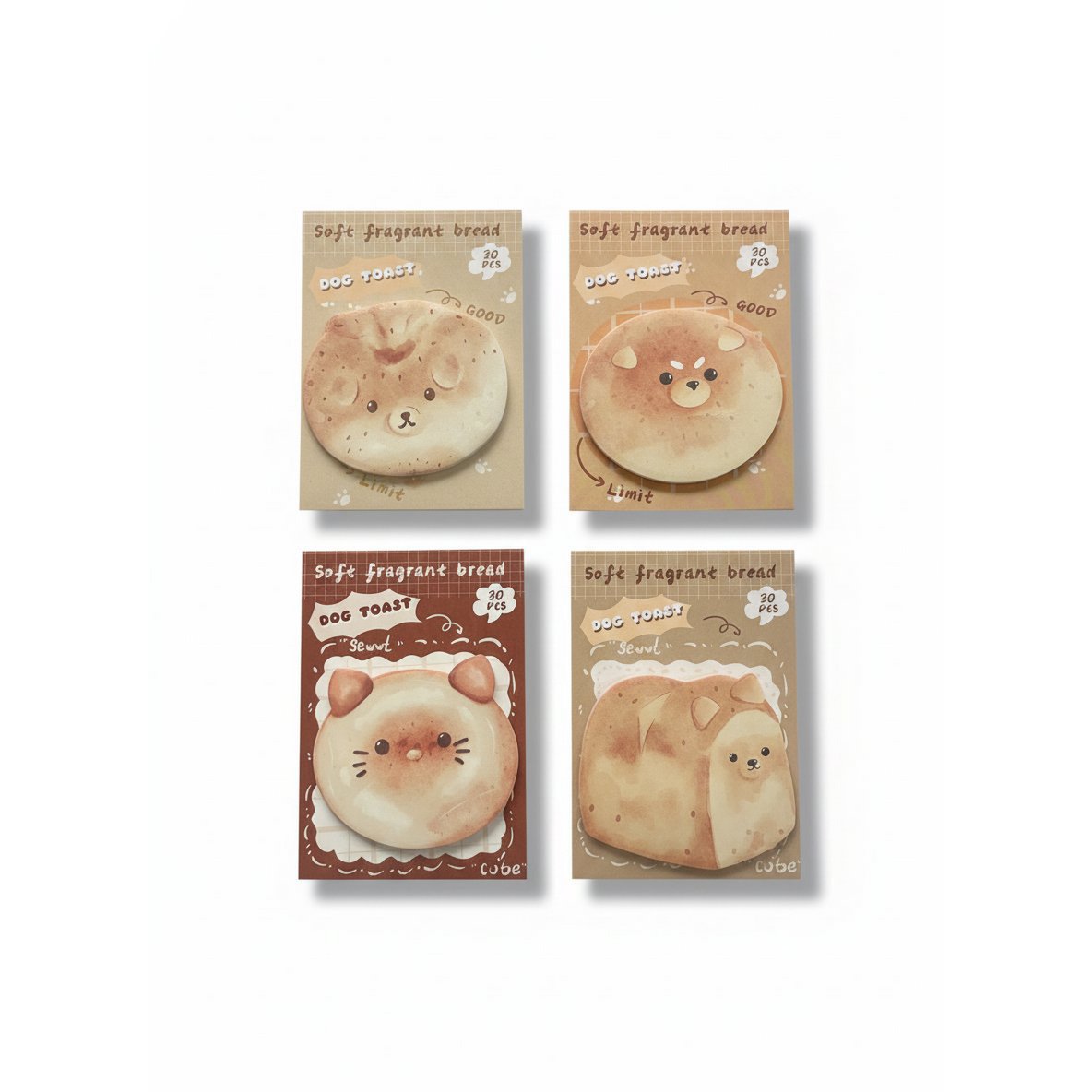Katzen-Toast-Haftnotizen – Kawaii-Brot-Design