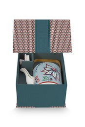 Giftset Teapot Oriental Flower Festival Blue 1 ltr