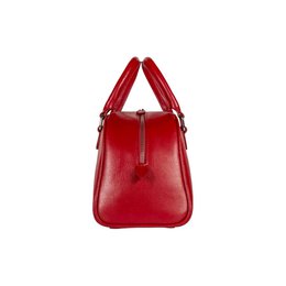 RB1034V | Borsa Bowling da Donna VIRGINIA in Vera Pelle Saffiano Made in Italy. Accessori in metallo Argento Lucido. Colore Rosso. Dimensioni: cm 35 x 19 x 14,5 + 12 (Luce manici)