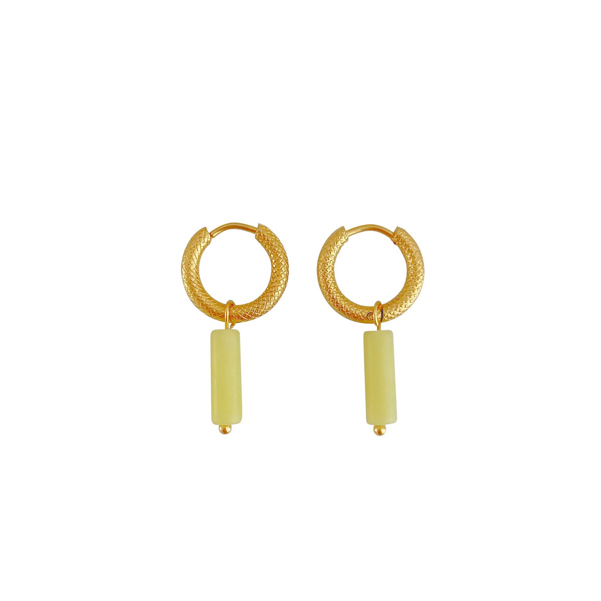 Boucles d'Oreilles Jade Citron - Or
