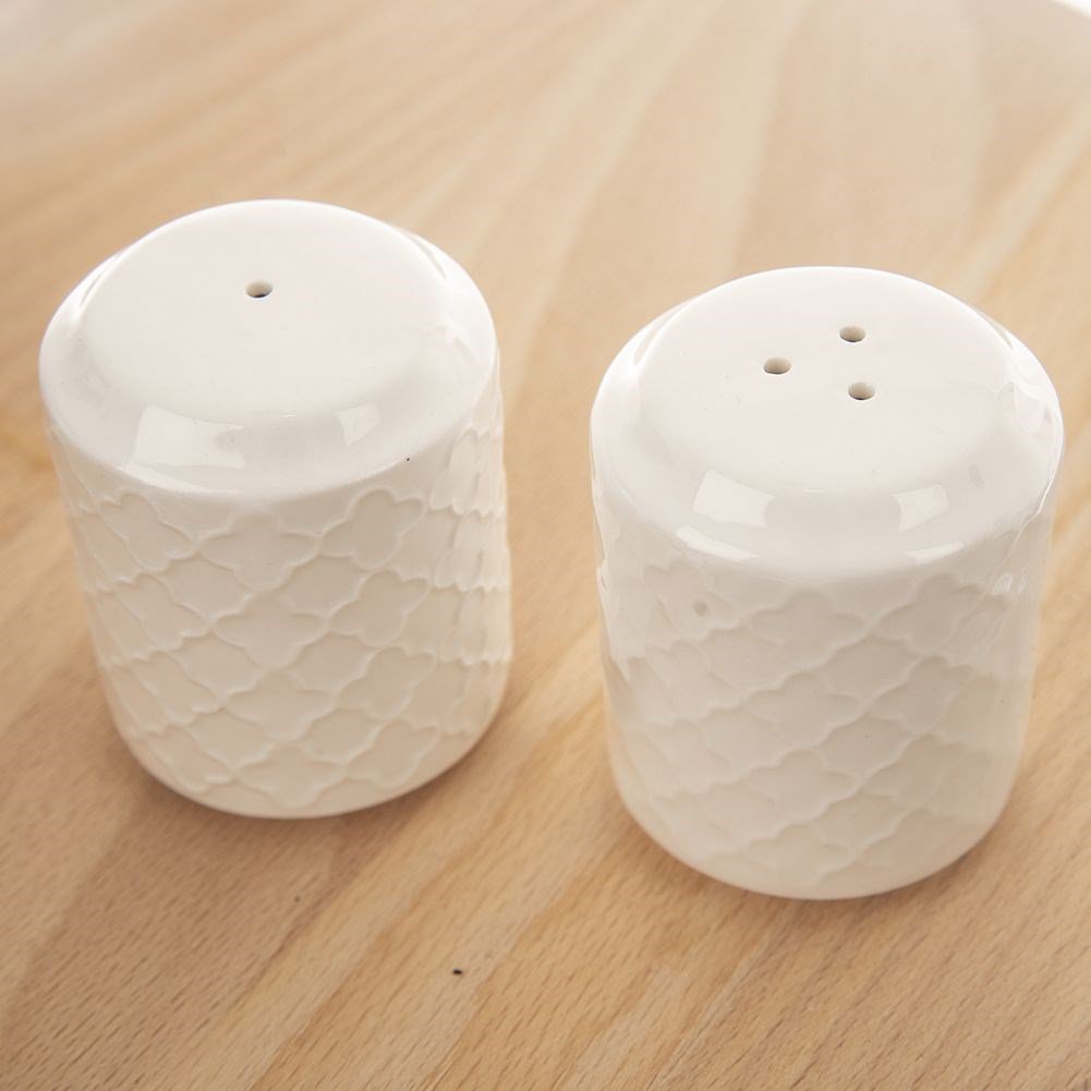 Salt and Pepper Shakers Porcelain with Stand WHITELINE 3 pcs