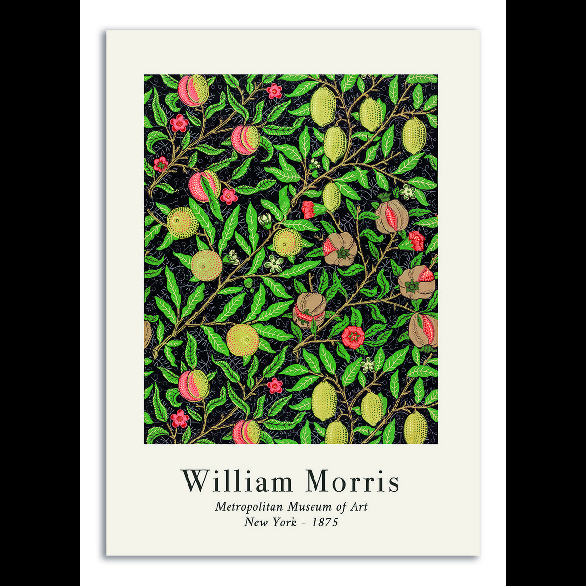 Postal William Morris - Patrón de frutas