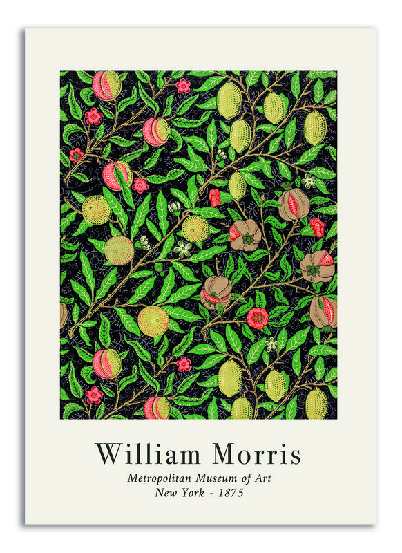 Postal William Morris - Patrón de frutas