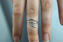 Jasminzweig-Ring aus Sterlingsilber – dünnes, minimalistisches Knuckle-Band