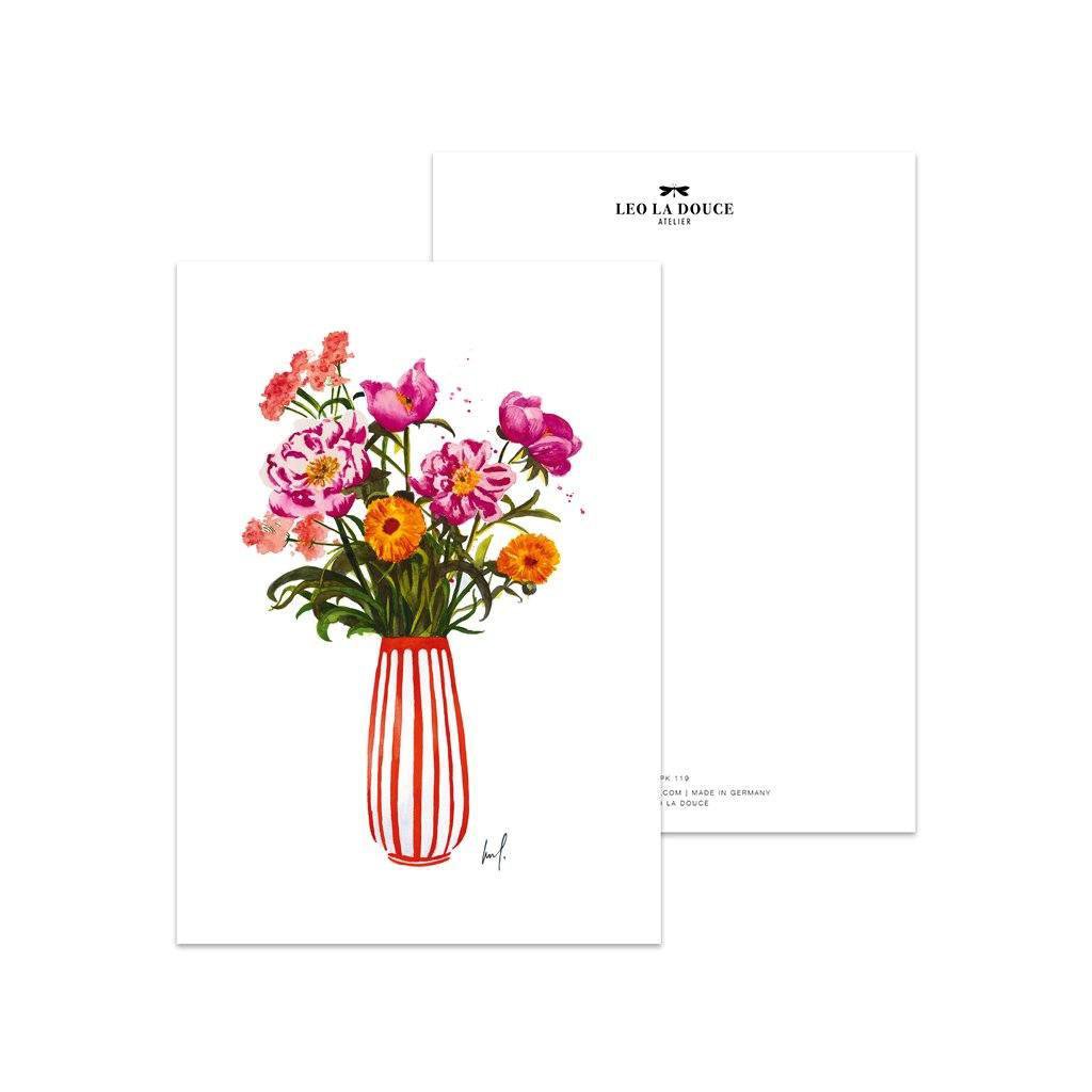 Ansichtkaart - Roze pioenrozen