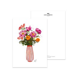 Ansichtkaart - Roze pioenrozen