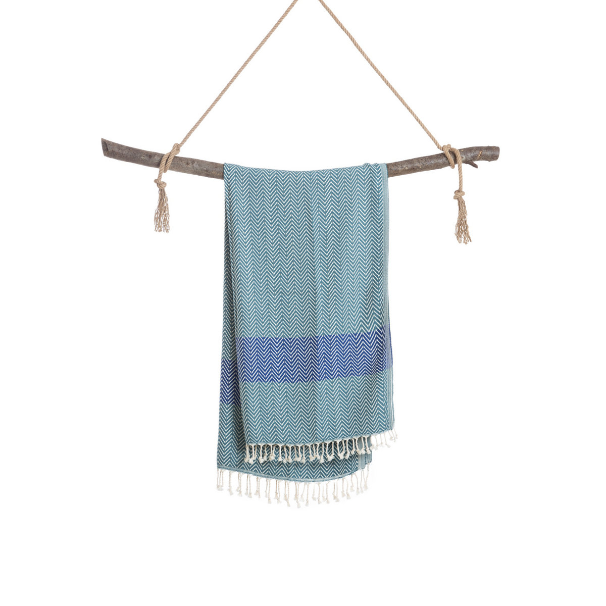 Asciugamano sauna hammam in cotone ZAYA - Asciugatura rapida e leggero - Verde / Blu - 180x100 cm