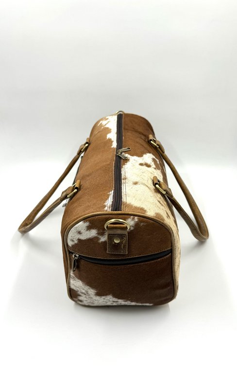 Håndlavet rejsetaske i læder og naturlig pels – Artisan 42 cm "Apex" Duffle & Unique Unisex Weekender