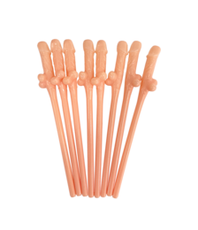 Penis-shaped straws in a variety of peach tones.