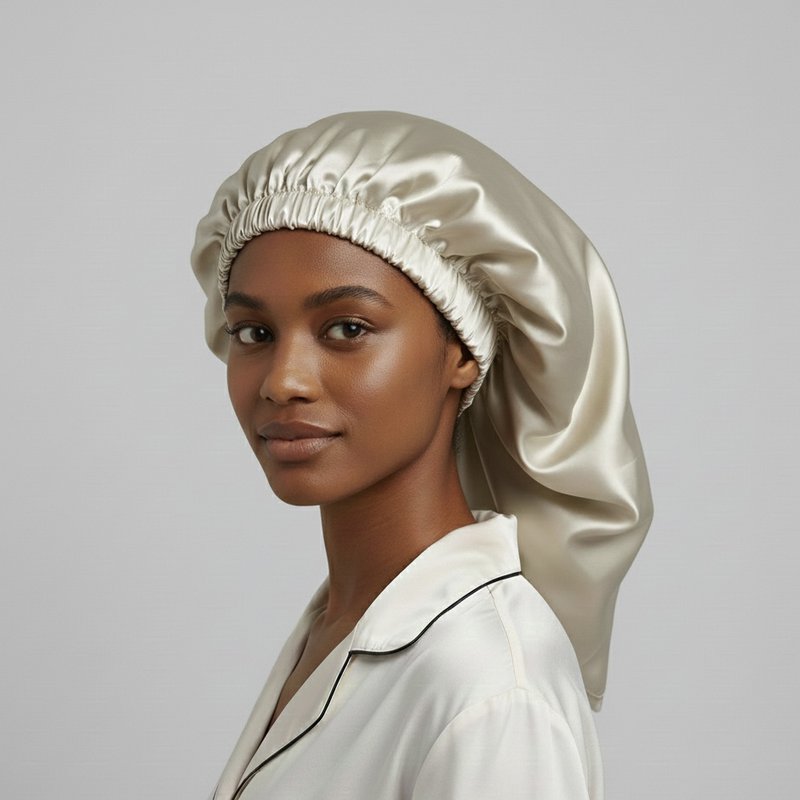YOSMO 100 % Mulberry Silk Sleep Hårklud – Stor – Til langt, tykt og krøllet hår
