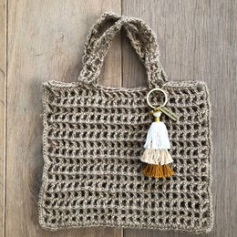 Tornario Luna -Leena Nappe marroni - fascino della borsa - cotone biologico - fatto a mano in Nepal - gancio di borsa