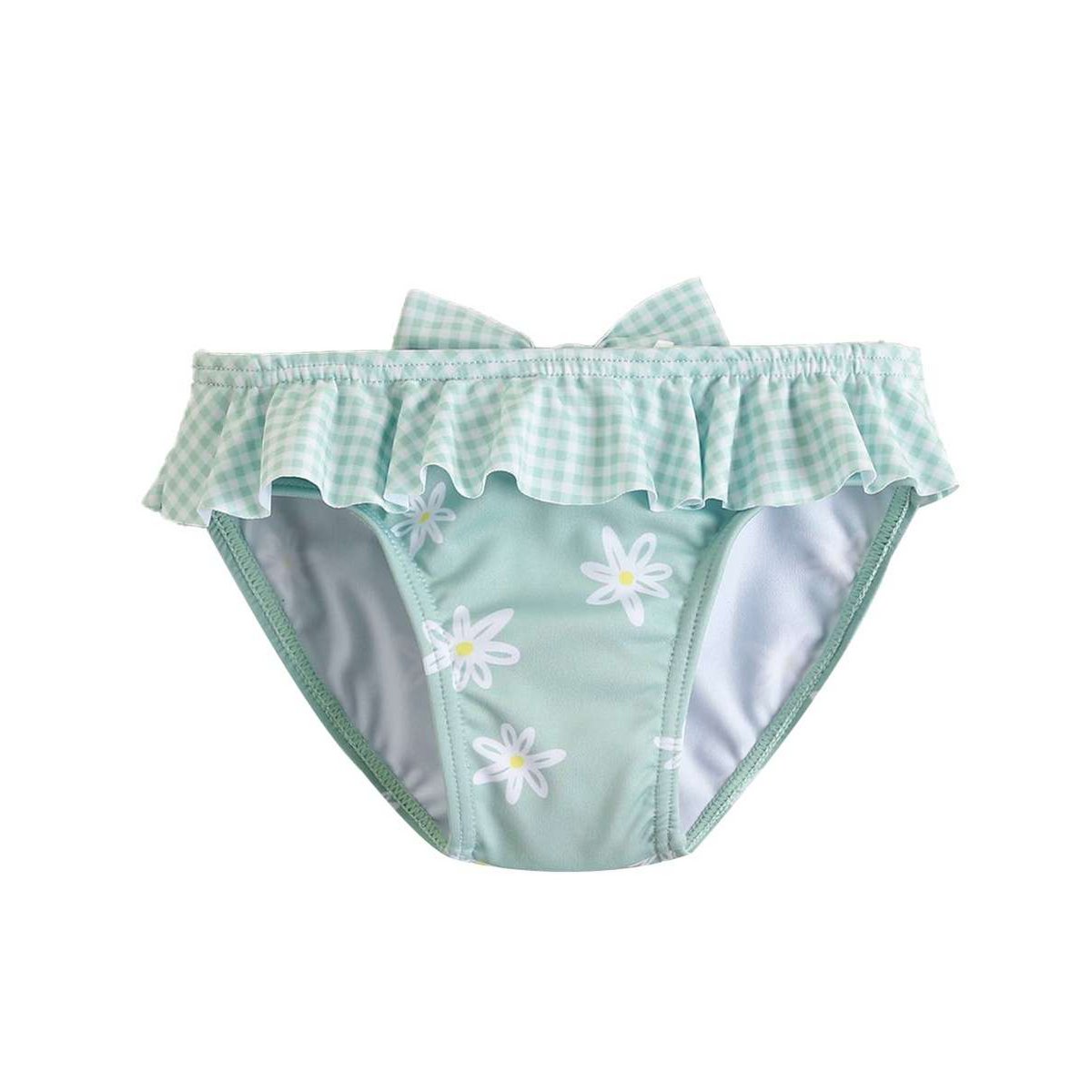 Girl's baby romper printed with frill and decorative bow F06-23201022