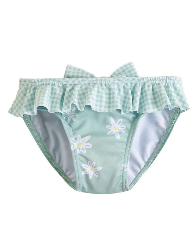 Girl's baby romper printed with frill and decorative bow F06-23201022