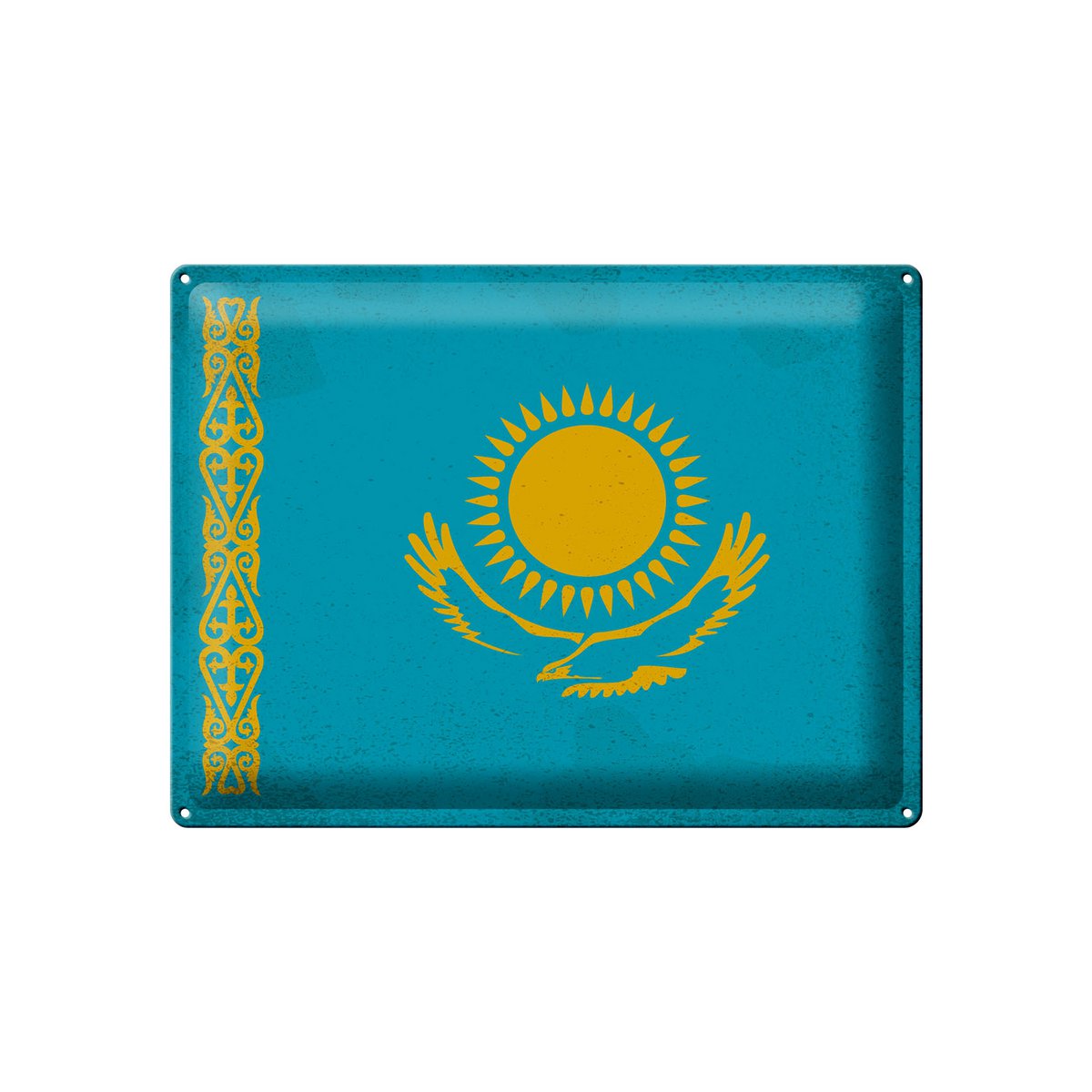 Tin Sign Flag of Kazakhstan 40x30cm Kazakhstan Vintage