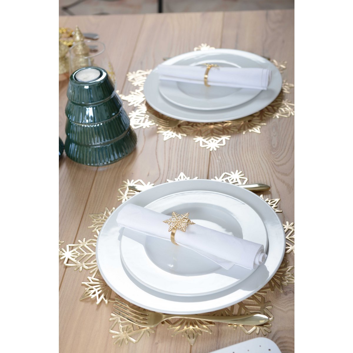 Set of 4 rounds of golden flakes towels